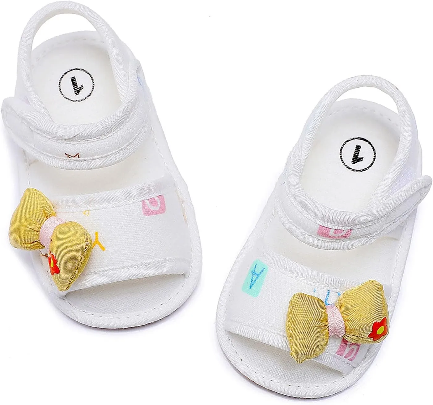 White Sandals For Toddler Girls Bowknot Soft Rubber First Walkers Flats With Ankle Strap Wedding Dress Flats Shoes