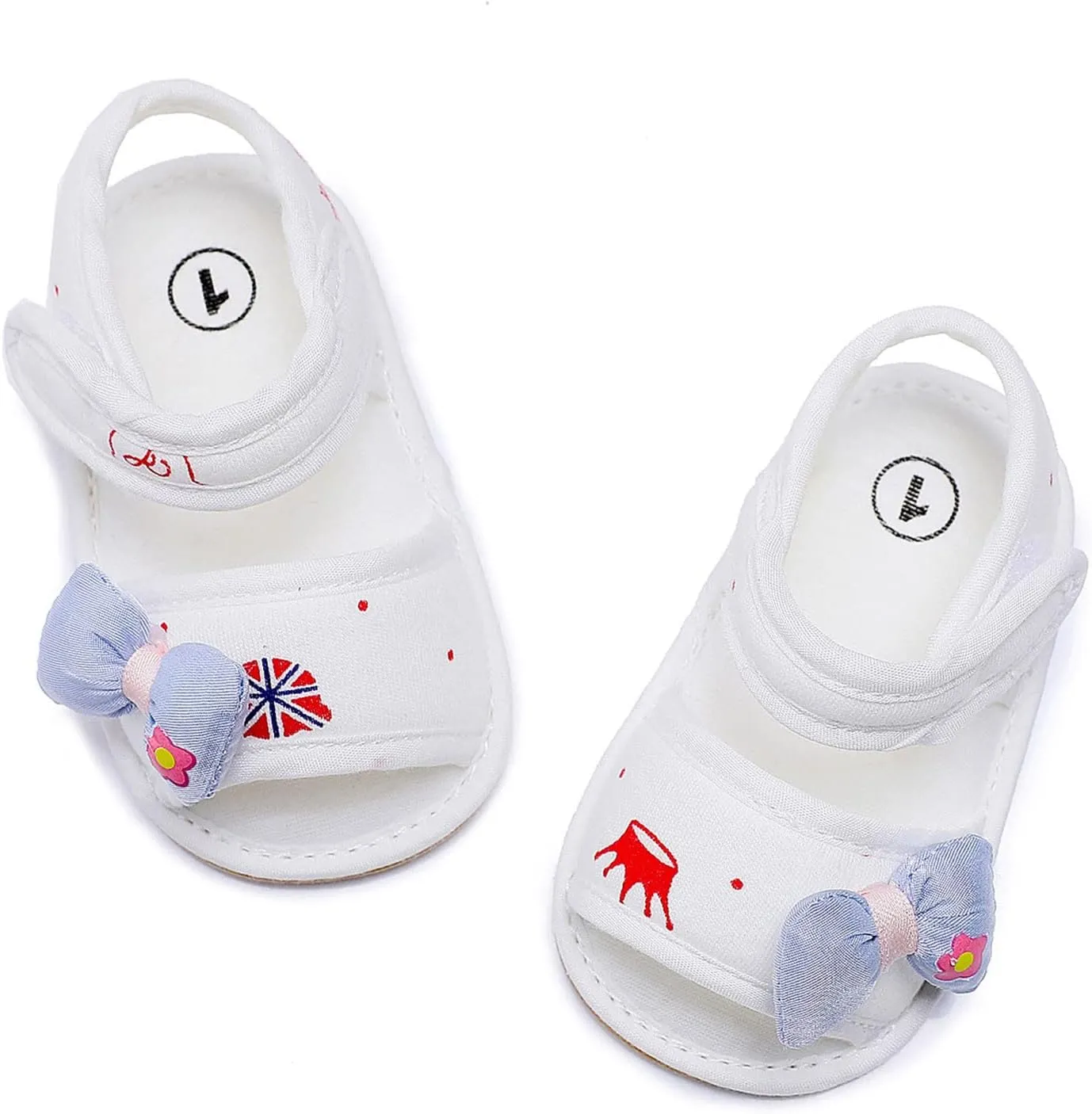 White Sandals For Toddler Girls Bowknot Soft Rubber First Walkers Flats With Ankle Strap Wedding Dress Flats Shoes
