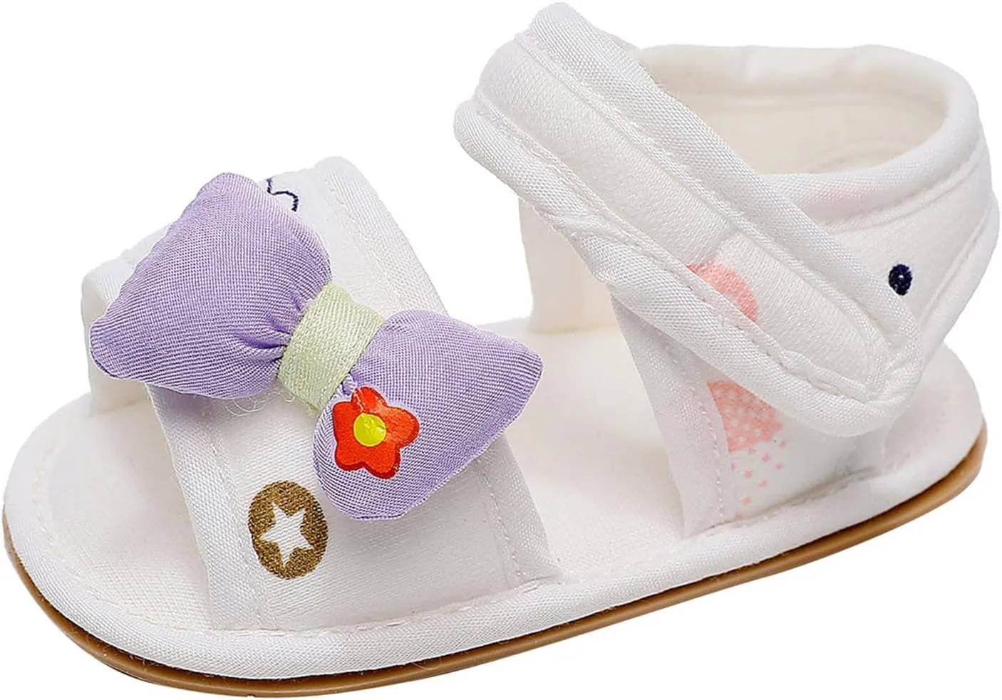 White Sandals For Toddler Girls Bowknot Soft Rubber First Walkers Flats With Ankle Strap Wedding Dress Flats Shoes
