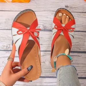 Wholesale Bow Summer Versatile Comfortable Loophole Roman Shoes