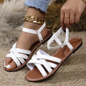 Wholesale Flat Fashionable Versatile Cross Roman Sandals