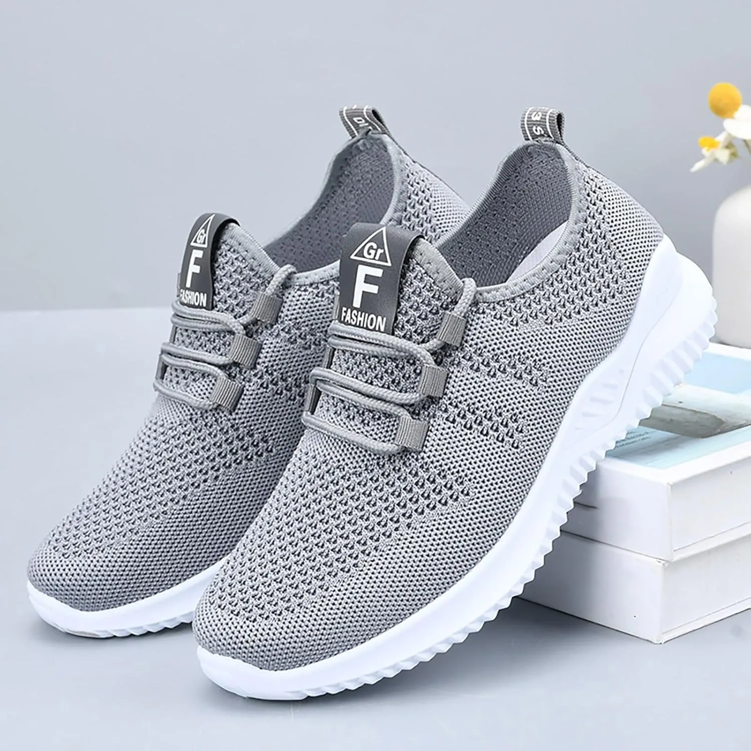 Wide Toe Box Shoes Women Non Slip Tennis Sneakers Feet Arch Support Walking Shoes Lace-up Running Athletic Shoe Diabetes Breathable Gym Workouts