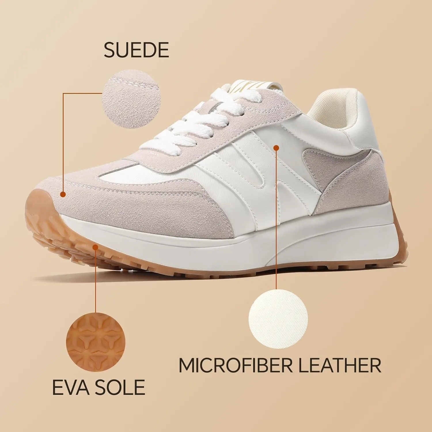 Wide Toe Box Shoes Women Wide Fashion Sneakers Comfortable Casual Walking Non-Slip Memory Foam Tennis Shoes Genuine Suede Sneakers