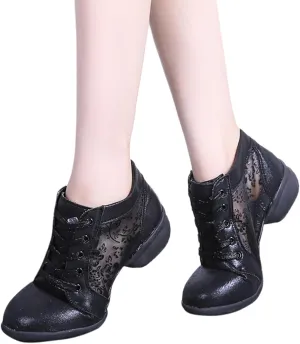 Women Ballroom Dance Shoes Latin Salsa Performance Casual Comfortable Dance Shoes Size 11 Women Sandals Flat (Black, 8)