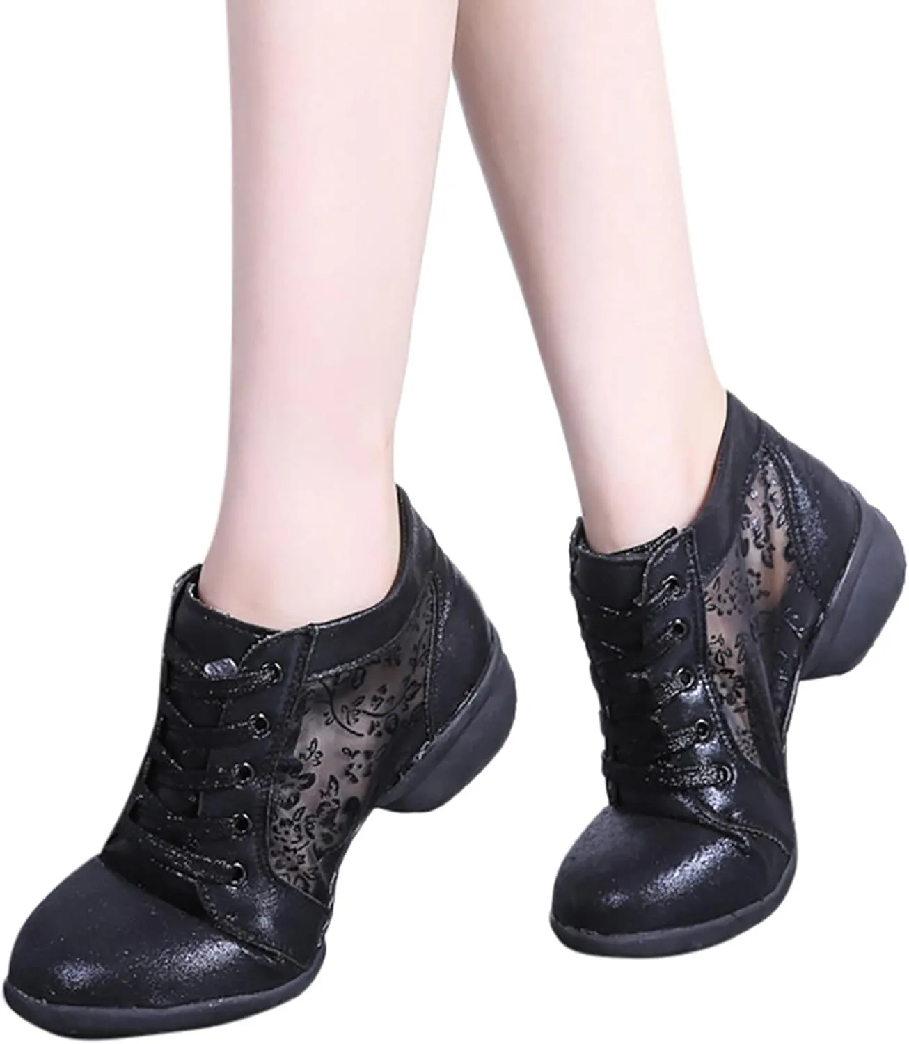Women Ballroom Dance Shoes Latin Salsa Performance Casual Comfortable Dance Shoes Size 11 Women Sandals Flat (Black, 8)