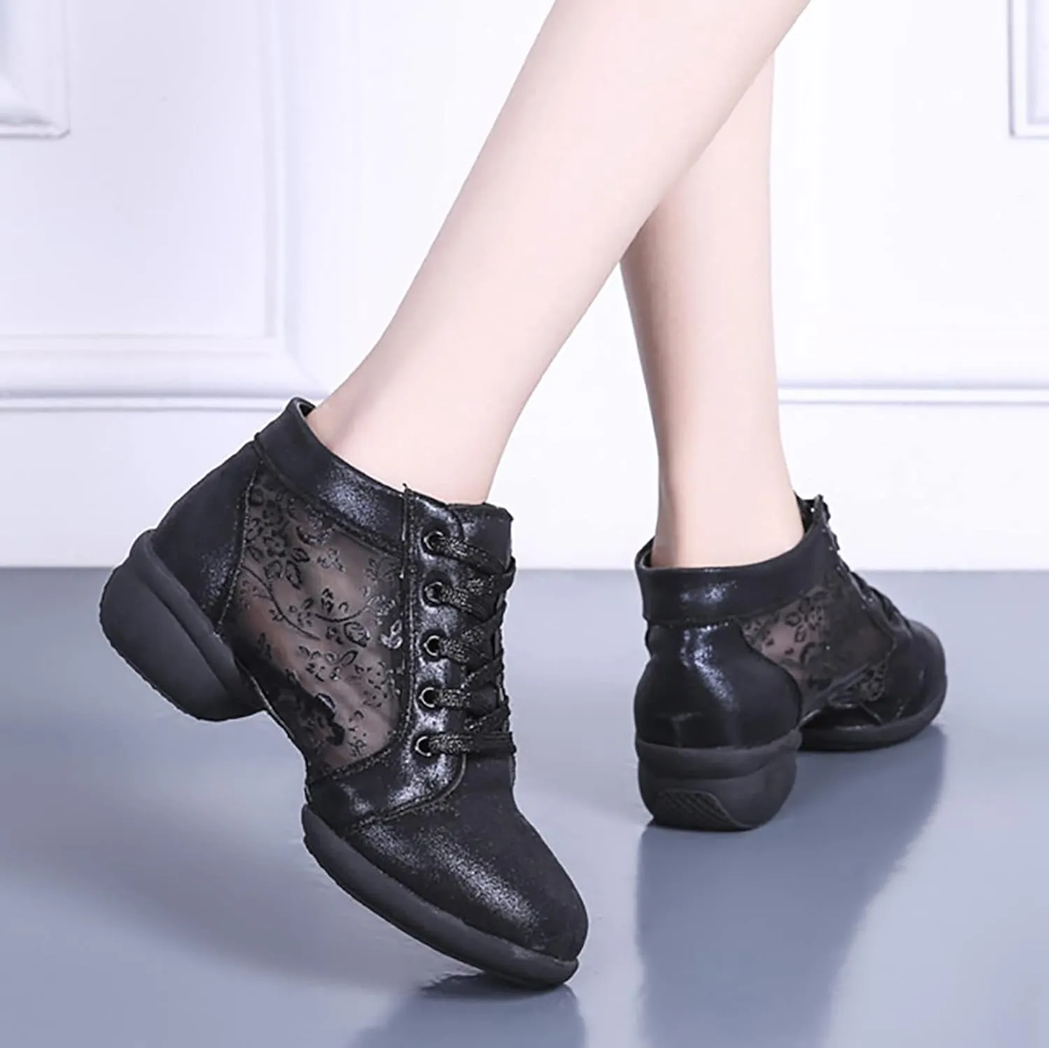 Women Ballroom Dance Shoes Latin Salsa Performance Casual Comfortable Dance Shoes Size 11 Women Sandals Flat (Black, 8)