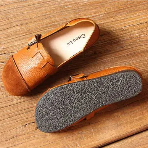 Women Casual Slip On Soft Leather Shoes Outdoor Low Top Flat Loafers