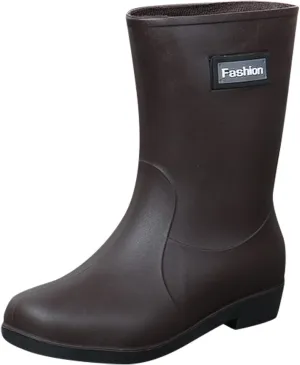 Women Wide Calf Rain Boots Light Waterproof Anti Slip PVC Rubber Garden Boot Matte Surface Work Walking Rain Shoes