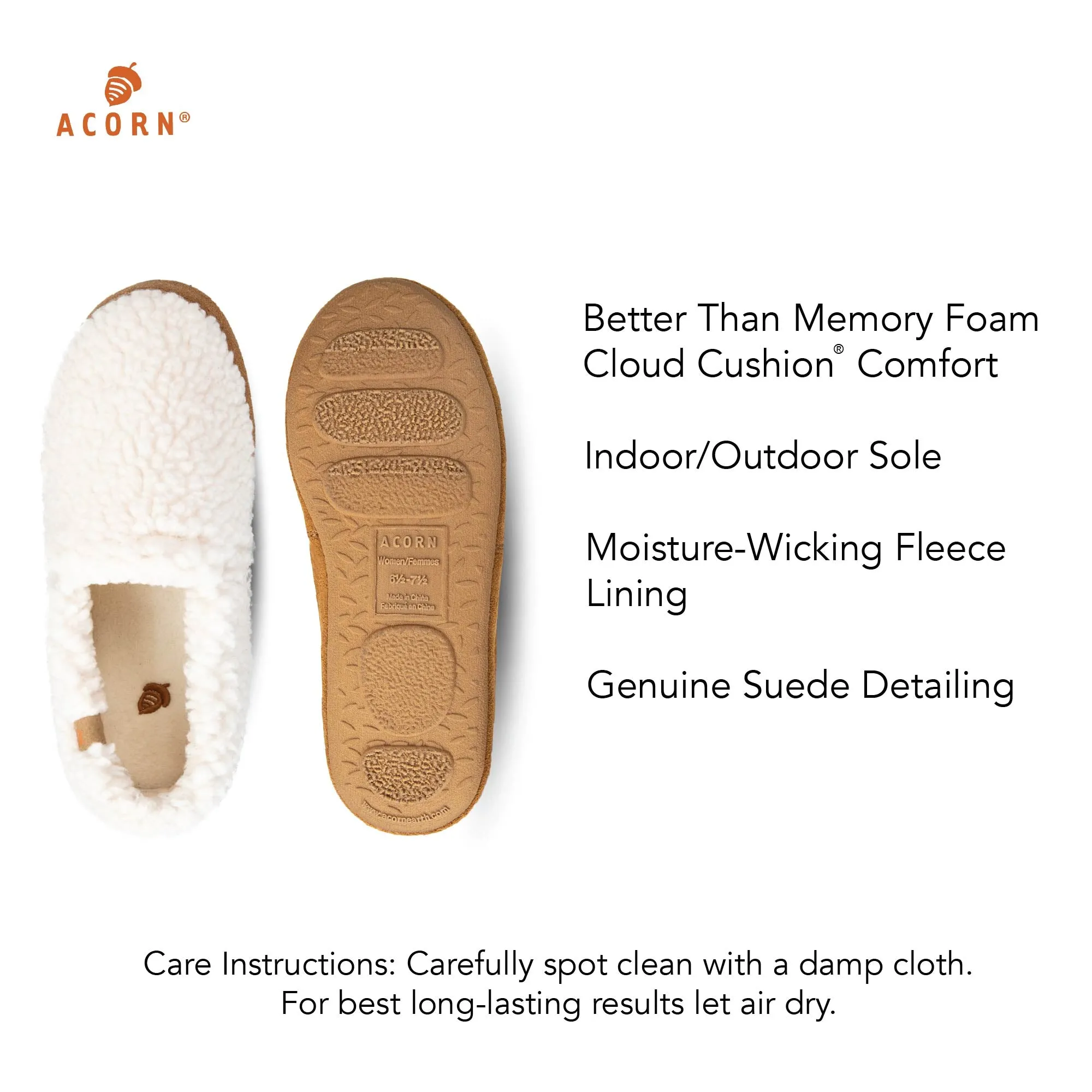 Women's Acorn® Moc Slippers with Cloud Cushion® Comfort