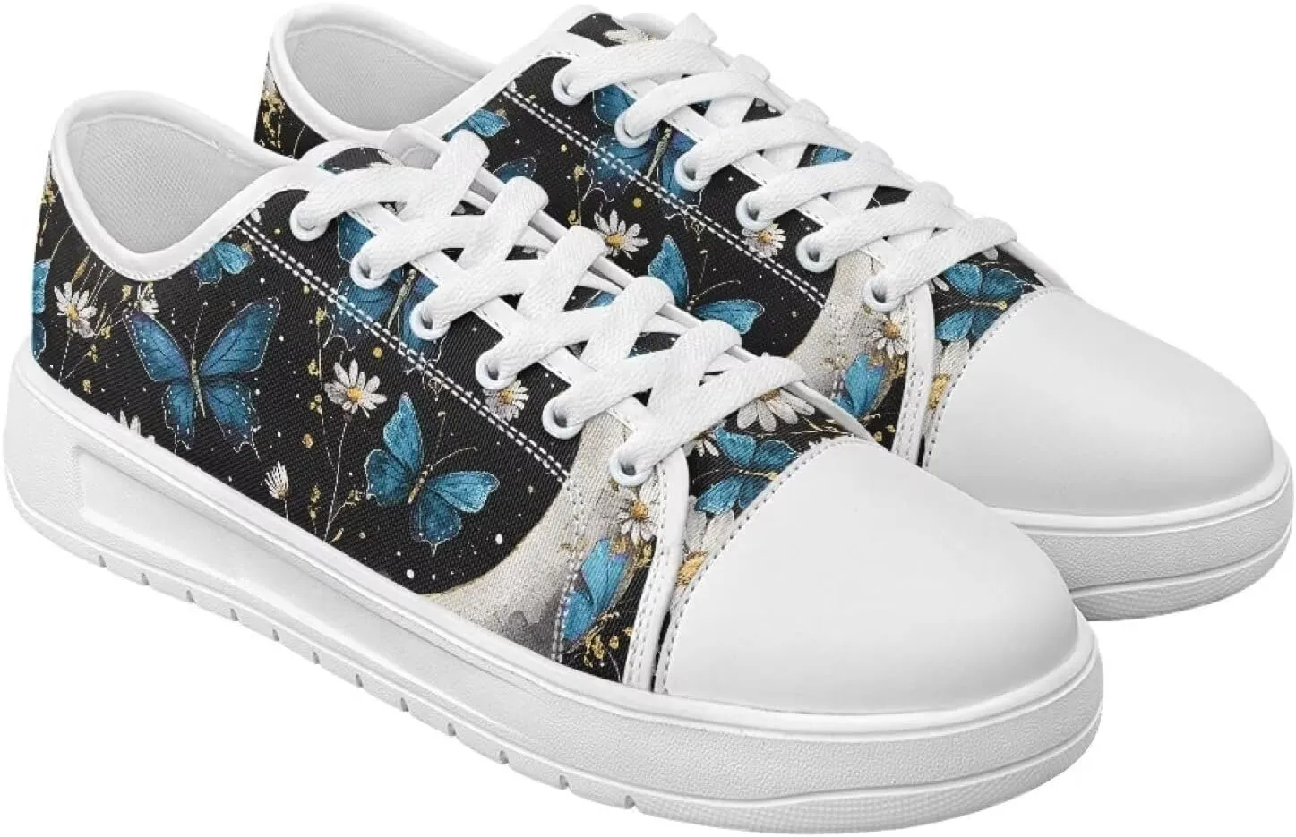 Womens Canvas Sneakers Low-Top Slip Ons Shoes Summer Lace Up Platform Fashion Casual Cute Walking Shoes 5.5-13.5