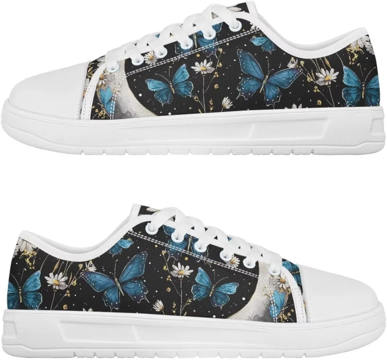 Womens Canvas Sneakers Low-Top Slip Ons Shoes Summer Lace Up Platform Fashion Casual Cute Walking Shoes 5.5-13.5
