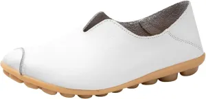 Women's Comfortable Loafers Comfort Walking Boat Shoes Non Slip Soft Leather Flat Sandals for Women Breathable Low Top Lightweight Athletic Outdoor Walking Shoes Driving Flats