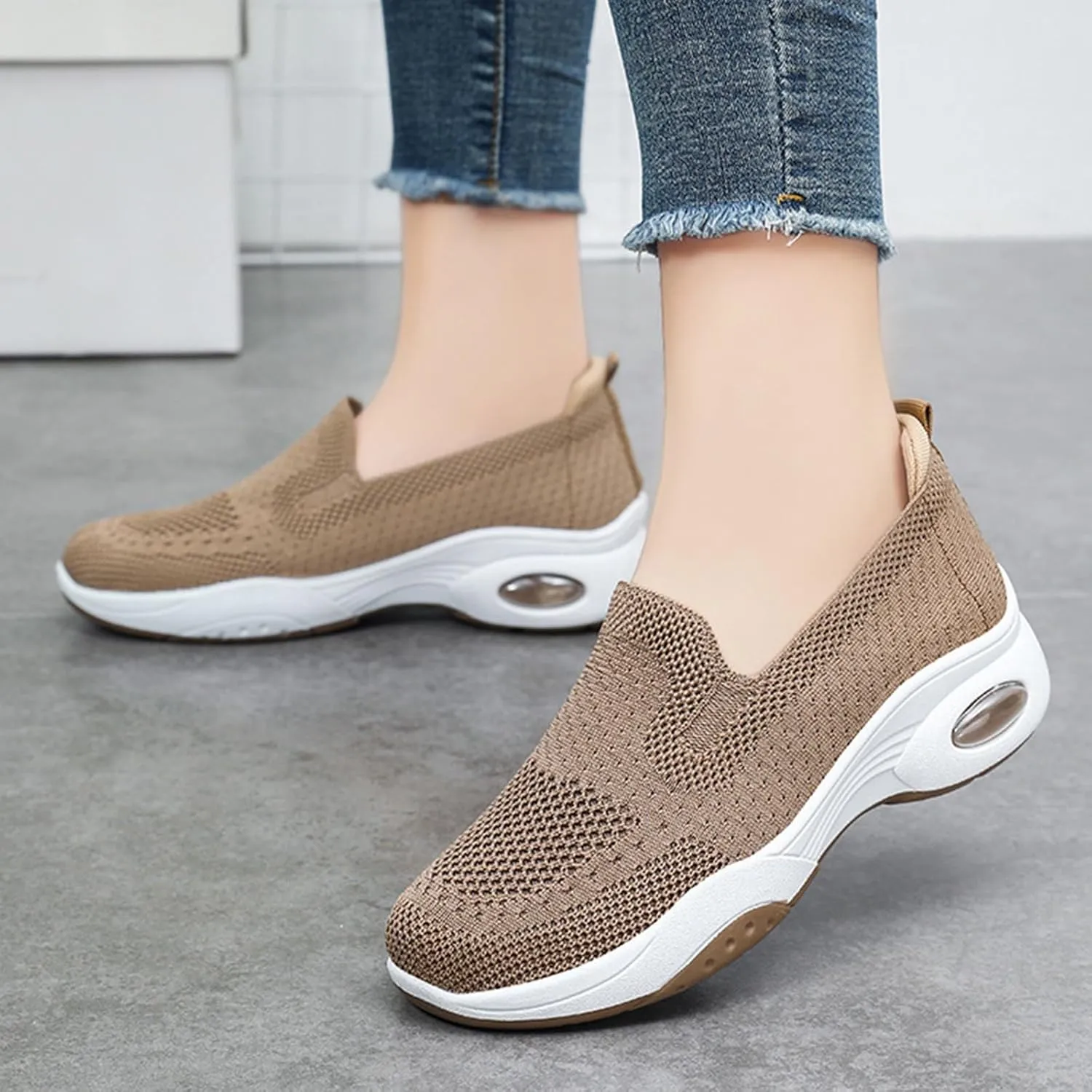 Womens Comfy Orthopedic Walking Shoes Orthopedic Breathable Walking Sneaker Comfortable Casual Ladies Air Cushion Athletic Shoes Arch Support Slip on Sneakers Running Jogging Shoe