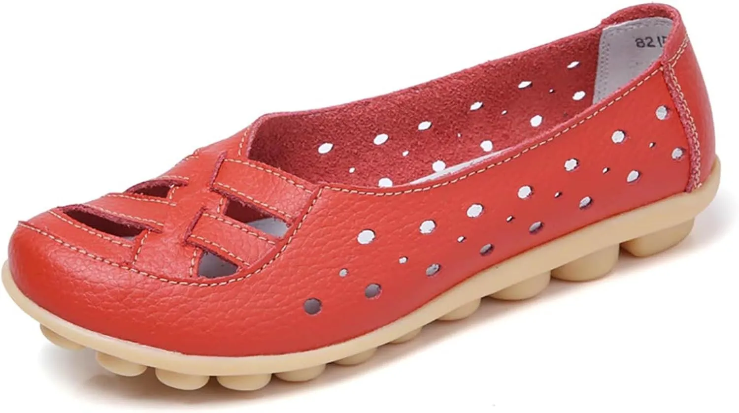 Womens Cowhide Leather Slip On Moccasins Shoes Flat Slipper Comfortable Leather Loafers Breathable Lightweight Round Toe Nurse Loafer Driving Walking Flat Work Shoes