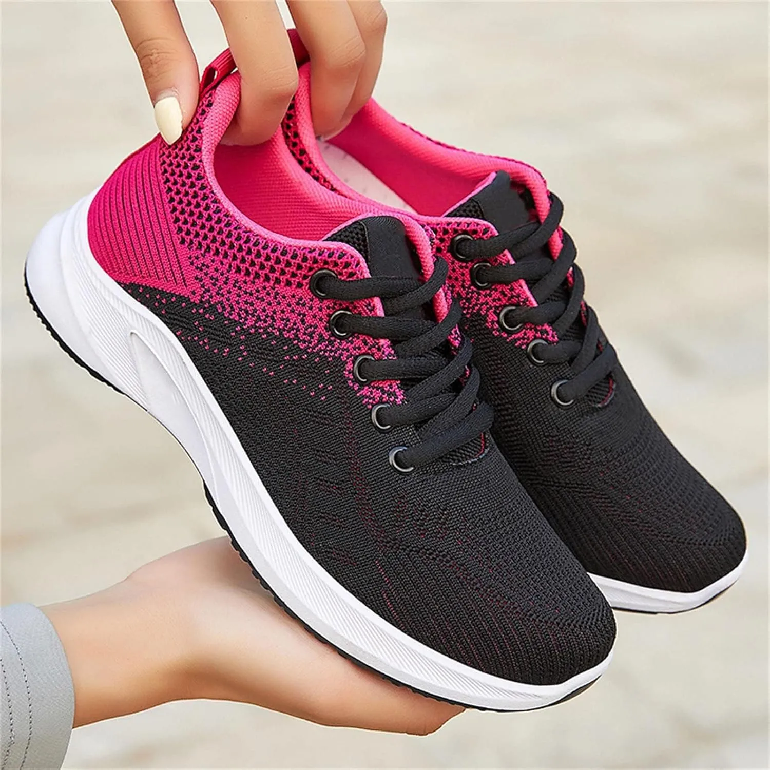Womens Fashion Tennis Walking Shoes Mesh Breathable Gym Work Fashion Sneakers Lightweight Arch Support Walking Shoes Jogging Running Sneakers Training Comfortable Casual Shoe
