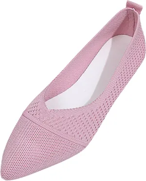 Womens Flat Shoes Knit Ballet Shoes Round Toe Slip on Loafer Casual Business Shoe Comfort Soft Office Flats