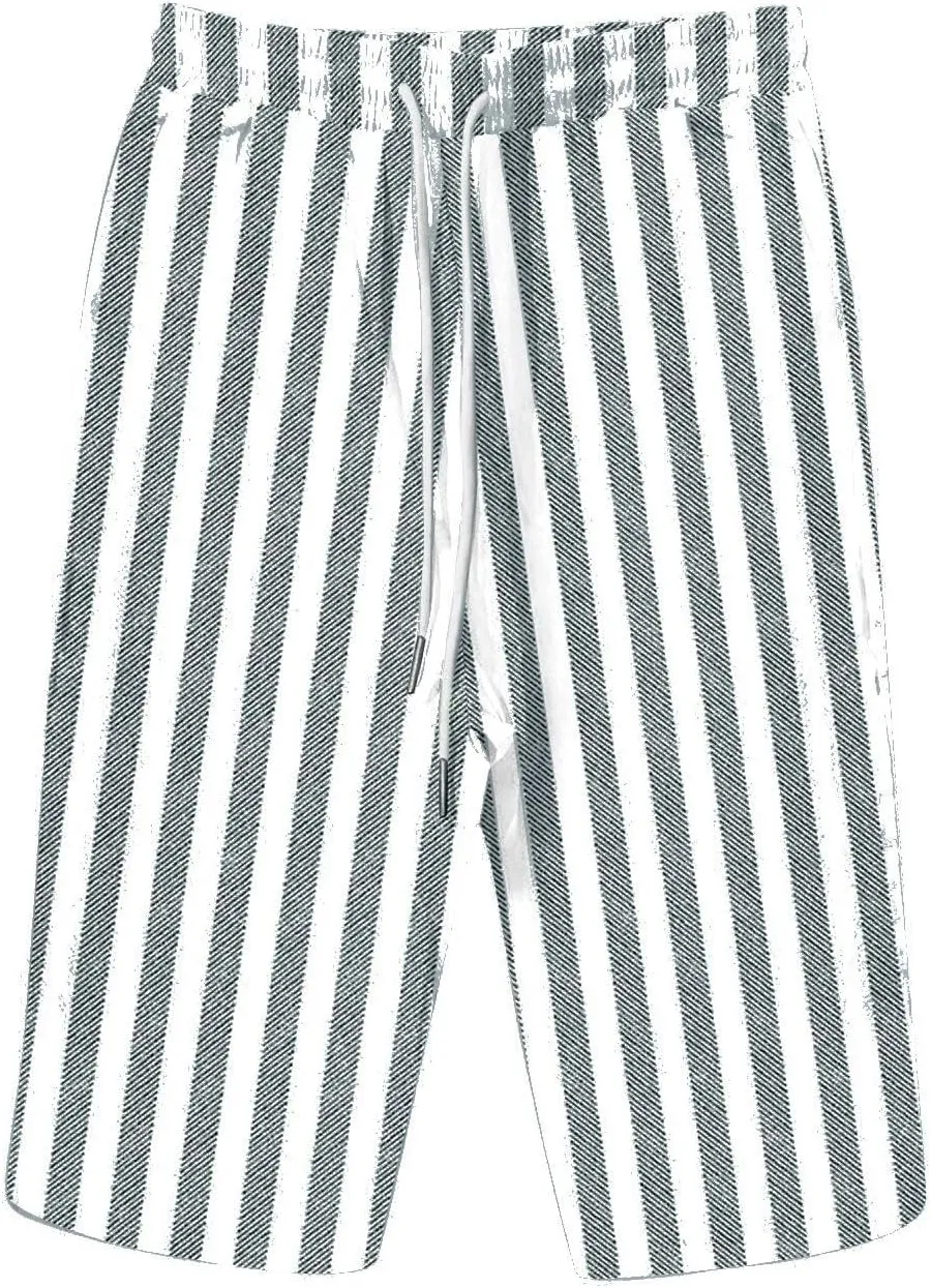 Women's Linen Summer Palazzo Pants Loose Drawstring Casual Solid Color Shorts Casual Elastic Waist Comfy Trousers