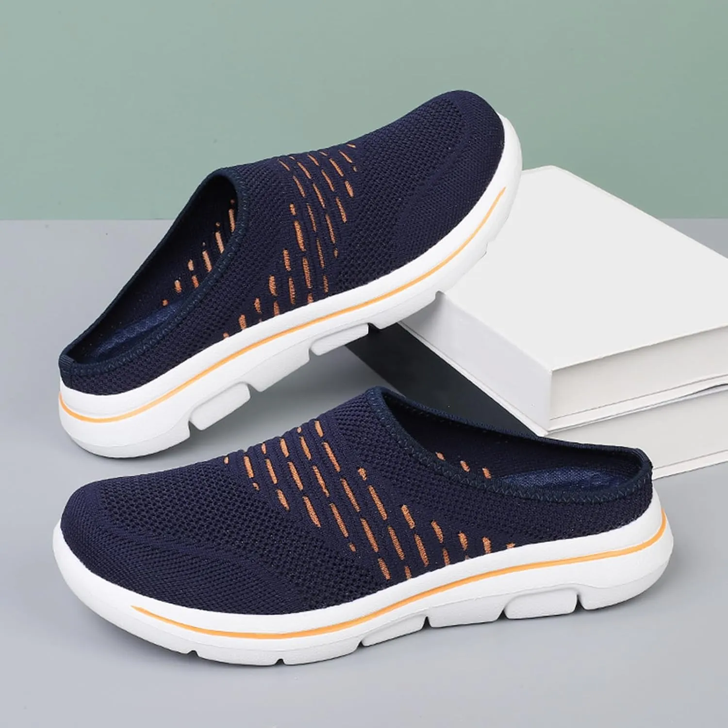 Women's Mesh Breathable Soft Sole Mules Sandals Casual Comfortable Outdoor Sports Wedge Shoes Arch Support Beach Sandals Closed Toe Slides Orthopedic Diabetic Shoes