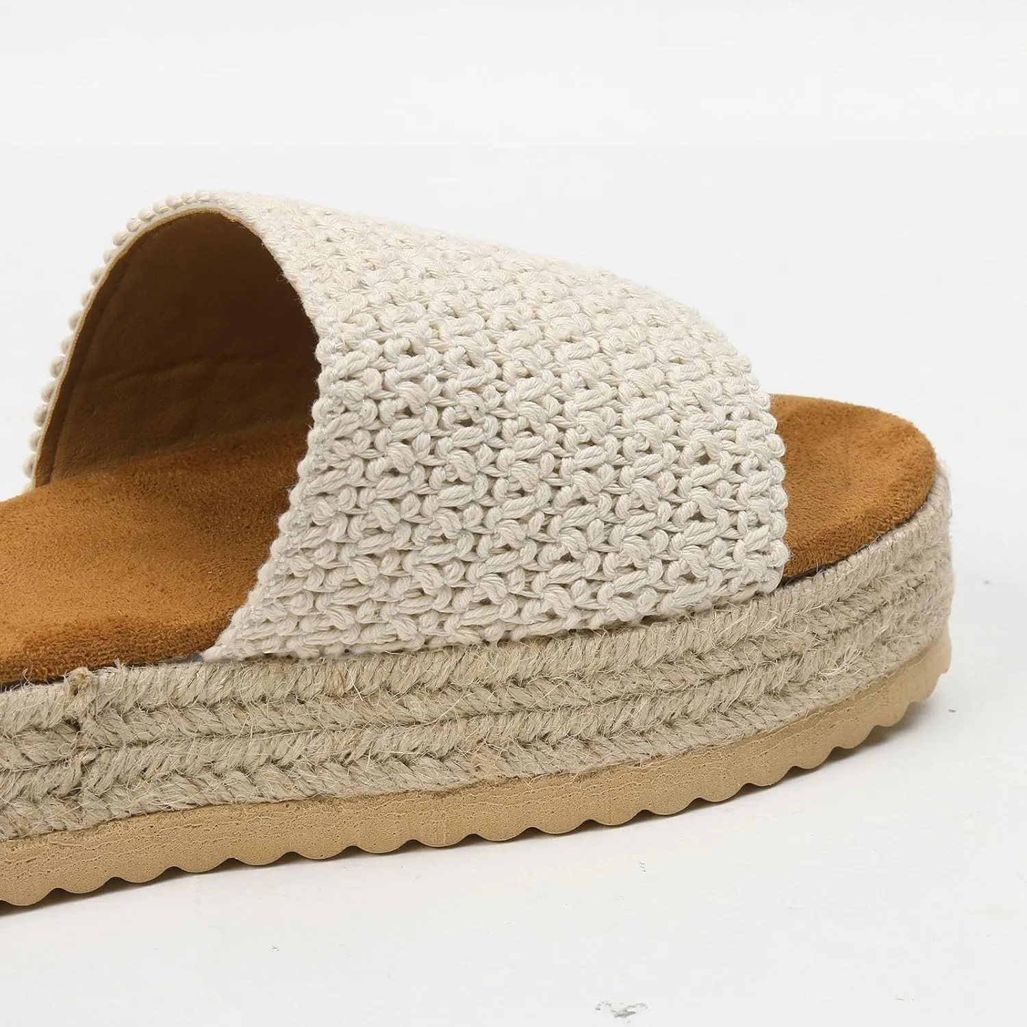 Womens Platform Sandals Espadrille Wedge Sandals for Women,Comfortable Open Toe Slip On Shoes,Dressy Summer Sandal with Cushioned Cute Beach Straw Raffia Woven Sandal Vacation Shoes