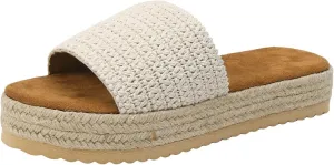 Womens Platform Sandals Espadrille Wedge Sandals for Women,Comfortable Open Toe Slip On Shoes,Dressy Summer Sandal with Cushioned Cute Beach Straw Raffia Woven Sandal Vacation Shoes