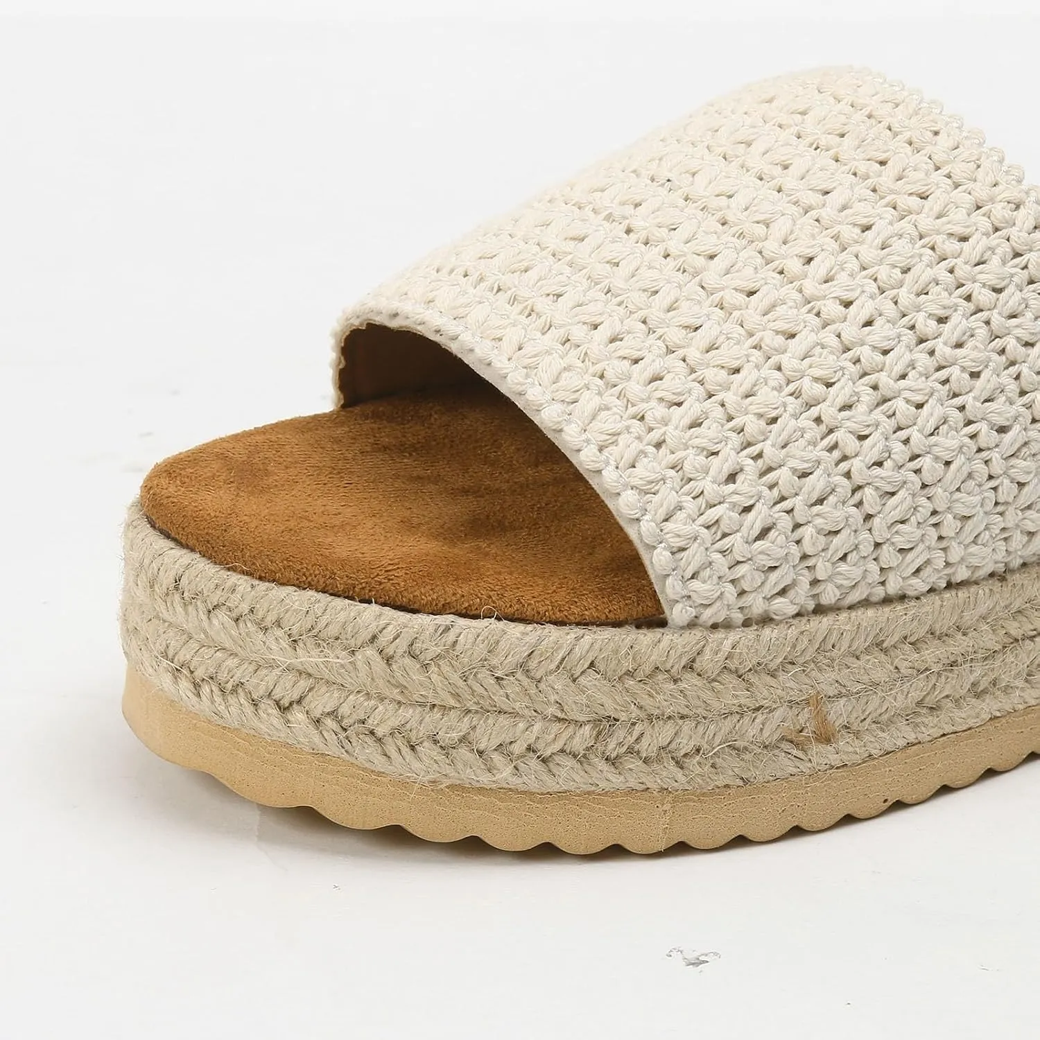 Womens Platform Sandals Espadrille Wedge Sandals for Women,Comfortable Open Toe Slip On Shoes,Dressy Summer Sandal with Cushioned Cute Beach Straw Raffia Woven Sandal Vacation Shoes
