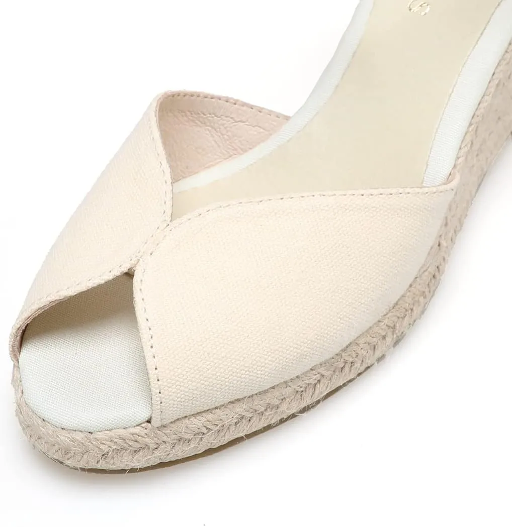 Womens Platform Wedges Espadrilles, 3" Wedge, Soft Ankle-Tie Strap, Closed Toe, Classic Summer Sandals
