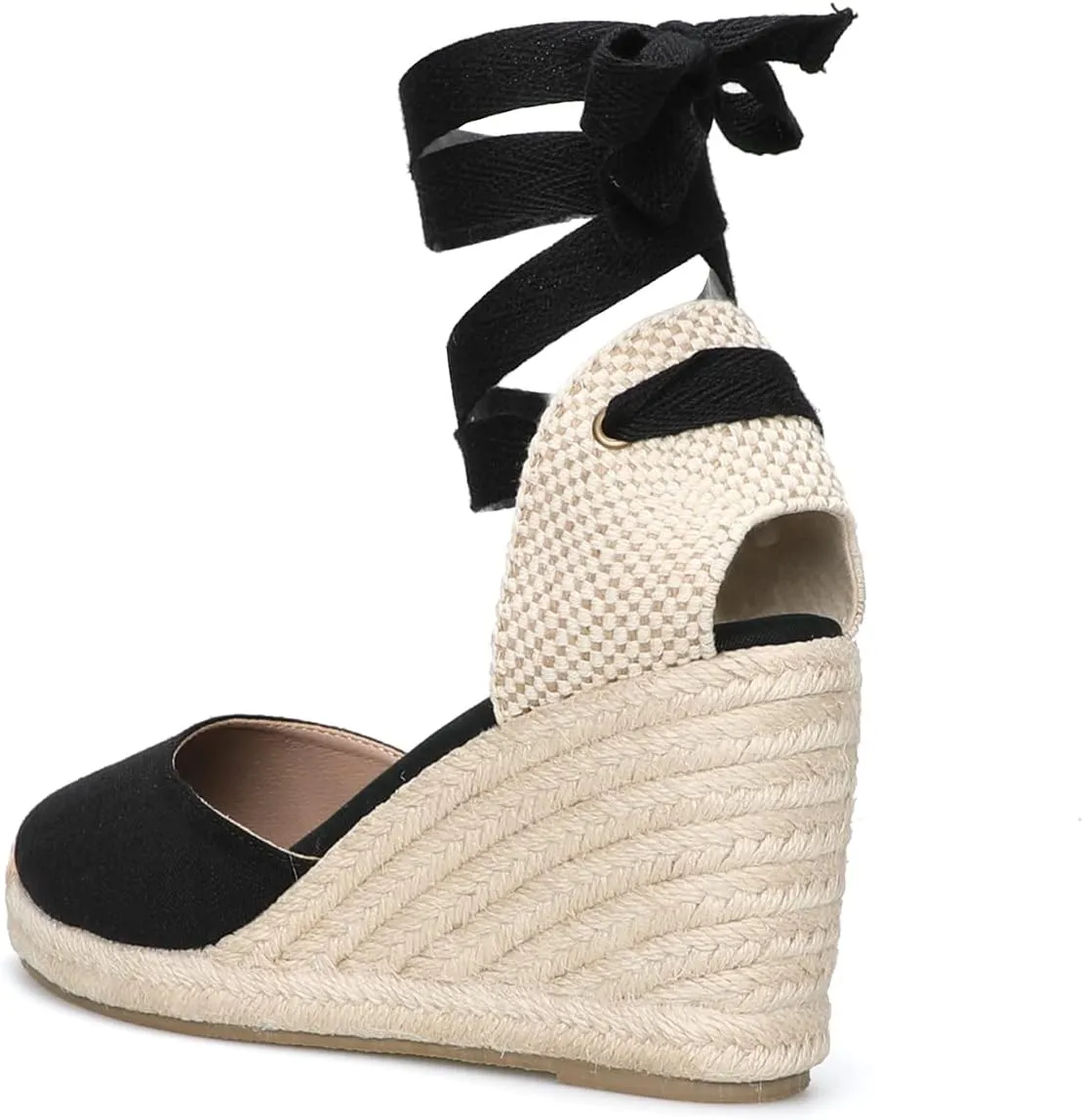 Womens Platform Wedges Espadrilles, 3" Wedge, Soft Ankle-Tie Strap, Closed Toe, Classic Summer Sandals