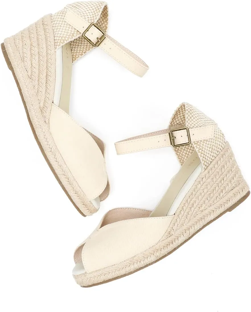 Womens Platform Wedges Espadrilles, 3" Wedge, Soft Ankle-Tie Strap, Closed Toe, Classic Summer Sandals