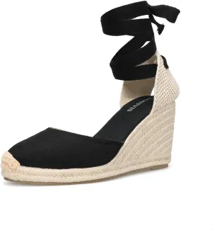 Womens Platform Wedges Espadrilles, 3" Wedge, Soft Ankle-Tie Strap, Closed Toe, Classic Summer Sandals