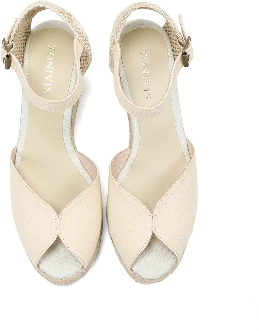 Womens Platform Wedges Espadrilles, 3" Wedge, Soft Ankle-Tie Strap, Closed Toe, Classic Summer Sandals