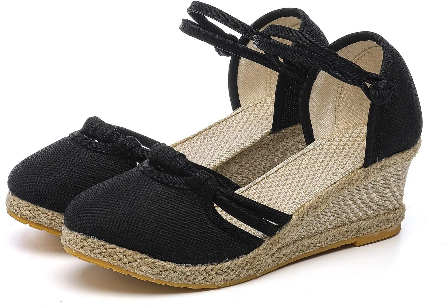 Womens Wedge Platform Espadrilles Slingback Closed Toe Ankle Strap Flats Low Heel Wedges Sandals, Summer Casual Dressy Espadrille Shoes Comfortable Breathable Wedding Sandals