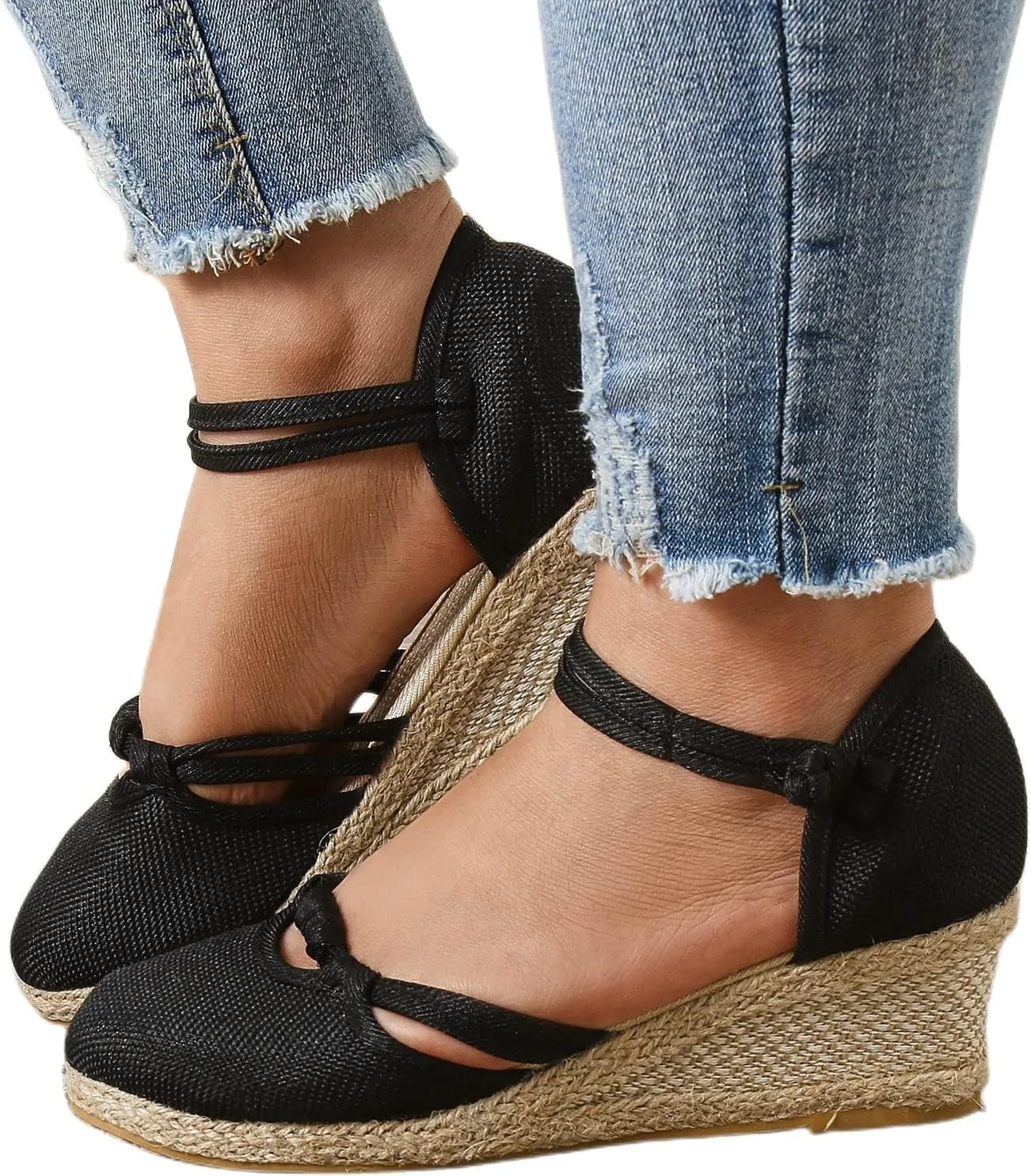 Womens Wedge Platform Espadrilles Slingback Closed Toe Ankle Strap Flats Low Heel Wedges Sandals, Summer Casual Dressy Espadrille Shoes Comfortable Breathable Wedding Sandals