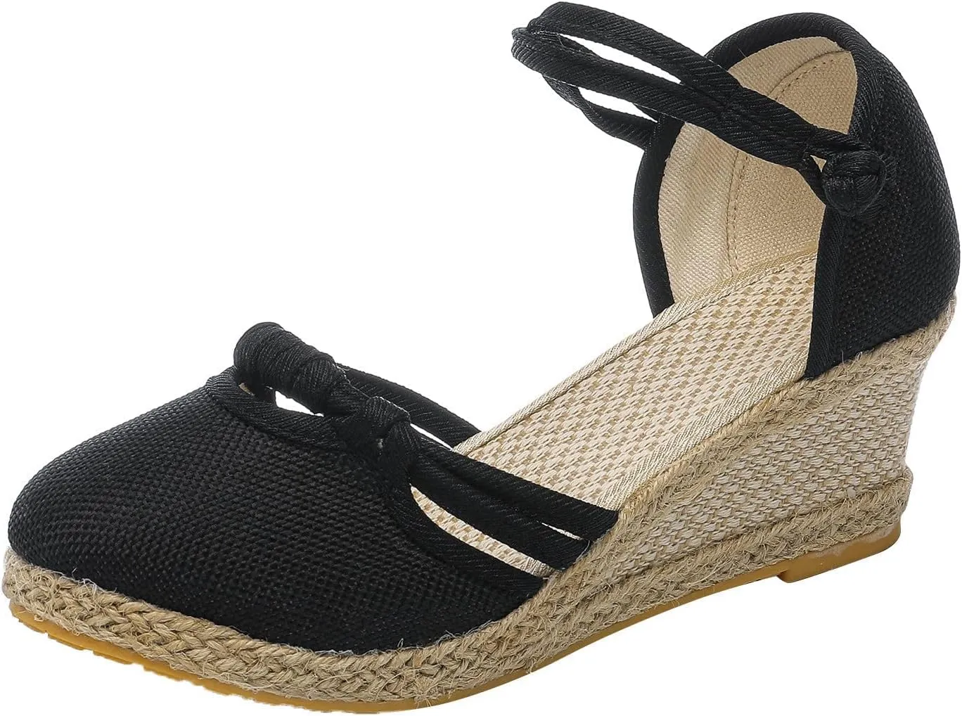 Womens Wedge Platform Espadrilles Slingback Closed Toe Ankle Strap Flats Low Heel Wedges Sandals, Summer Casual Dressy Espadrille Shoes Comfortable Breathable Wedding Sandals