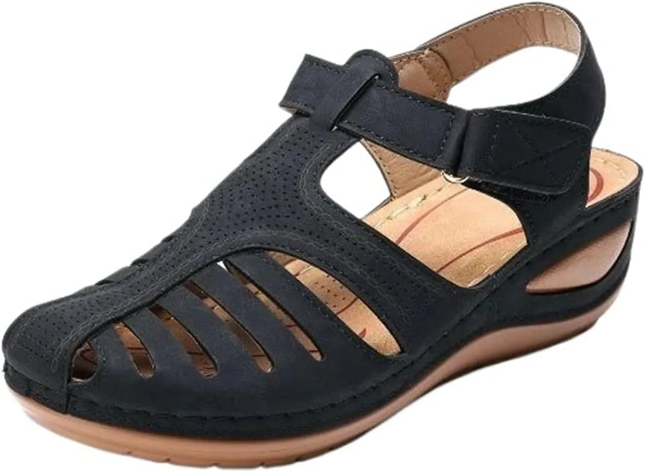Womens Wedge Sandals Summer Closed Toe Platform Dressy Orthopedic Wedge Casual Bohemia Gladiator Wedge Shoes Comfort Ankle Strap Slip On Platform Sandals