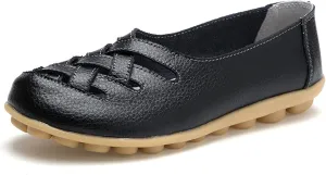ZWRXW Loafers for Women,Women's Comfort Walking Casual Flat Loafer Slip-On Cutout Leather Loafers Comfortable Hollow Soft Flats Sandals Summer Casual Slip-On Breathable Nurse Work Shoes