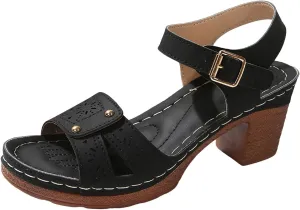 ZWRXW Open Toe Wedge Sandals for Womens Flower Buckle Ankle Strap Arch Support Orthopedic Wedge Casual Sandal Cute Fashion Dressy Bohemia Sandals Summer Comfortable Shoe