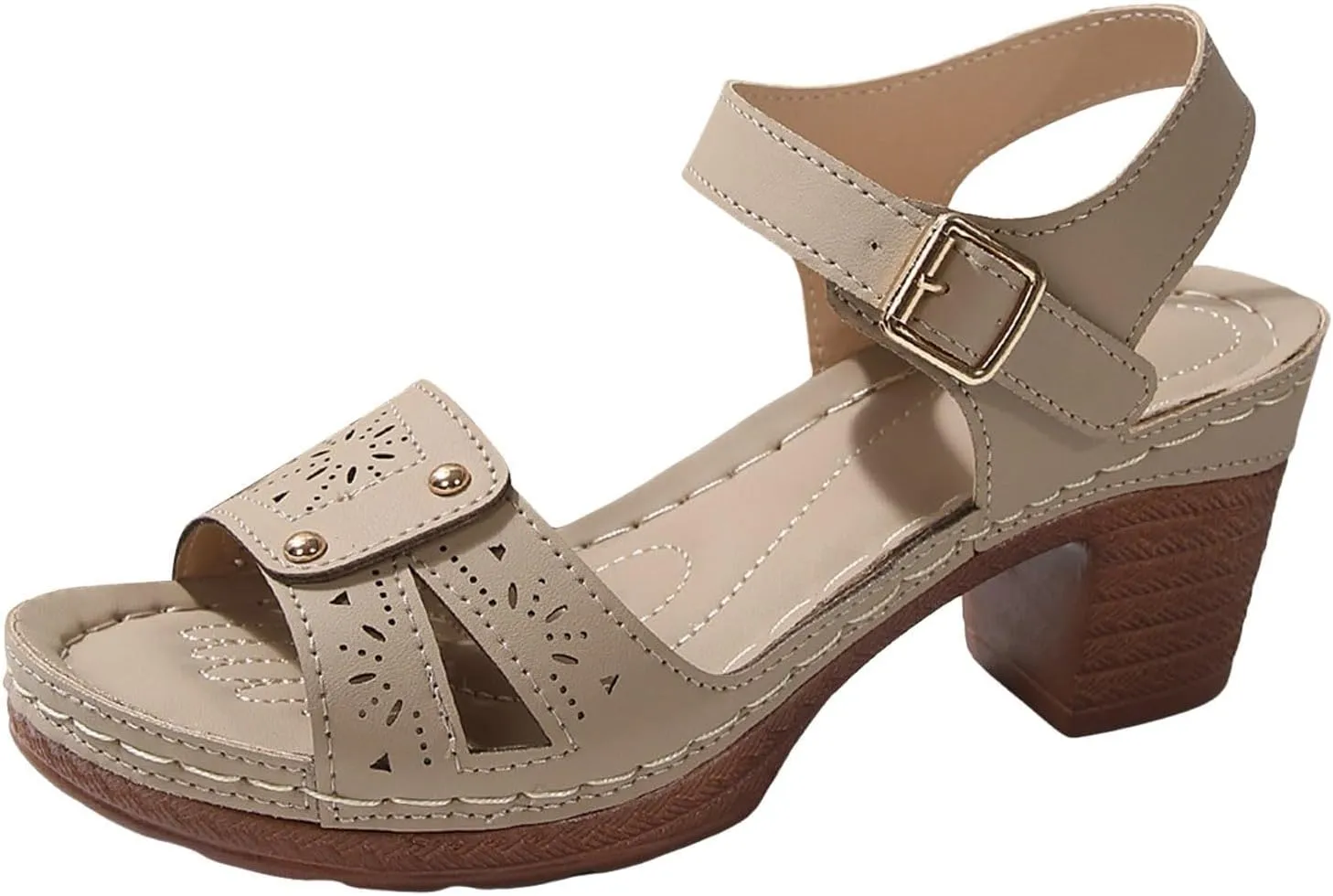 ZWRXW Open Toe Wedge Sandals for Womens Flower Buckle Ankle Strap Arch Support Orthopedic Wedge Casual Sandal Cute Fashion Dressy Bohemia Sandals Summer Comfortable Shoe
