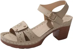 ZWRXW Open Toe Wedge Sandals for Womens Flower Buckle Ankle Strap Arch Support Orthopedic Wedge Casual Sandal Cute Fashion Dressy Bohemia Sandals Summer Comfortable Shoe